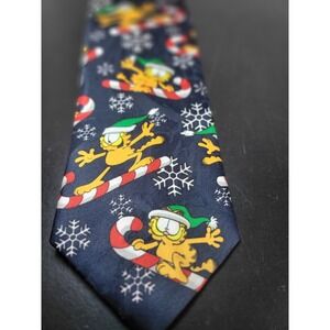 Garfield Christmas Necktie PAWS Addiction Novelty Candy Cane Holiday